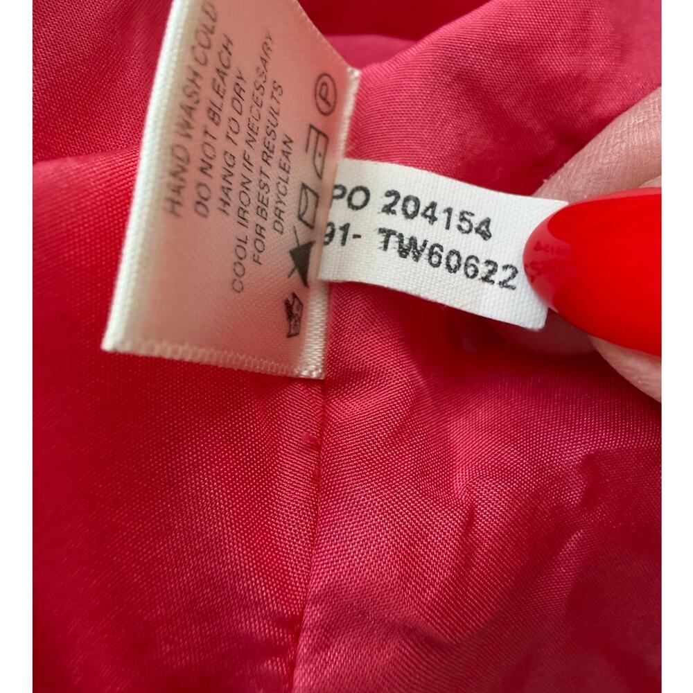 Tommy Bahama Coral Pink Pineapple Silk Lined Halter Dress 12 Ruched Midi EUC - Picture 9 of 9